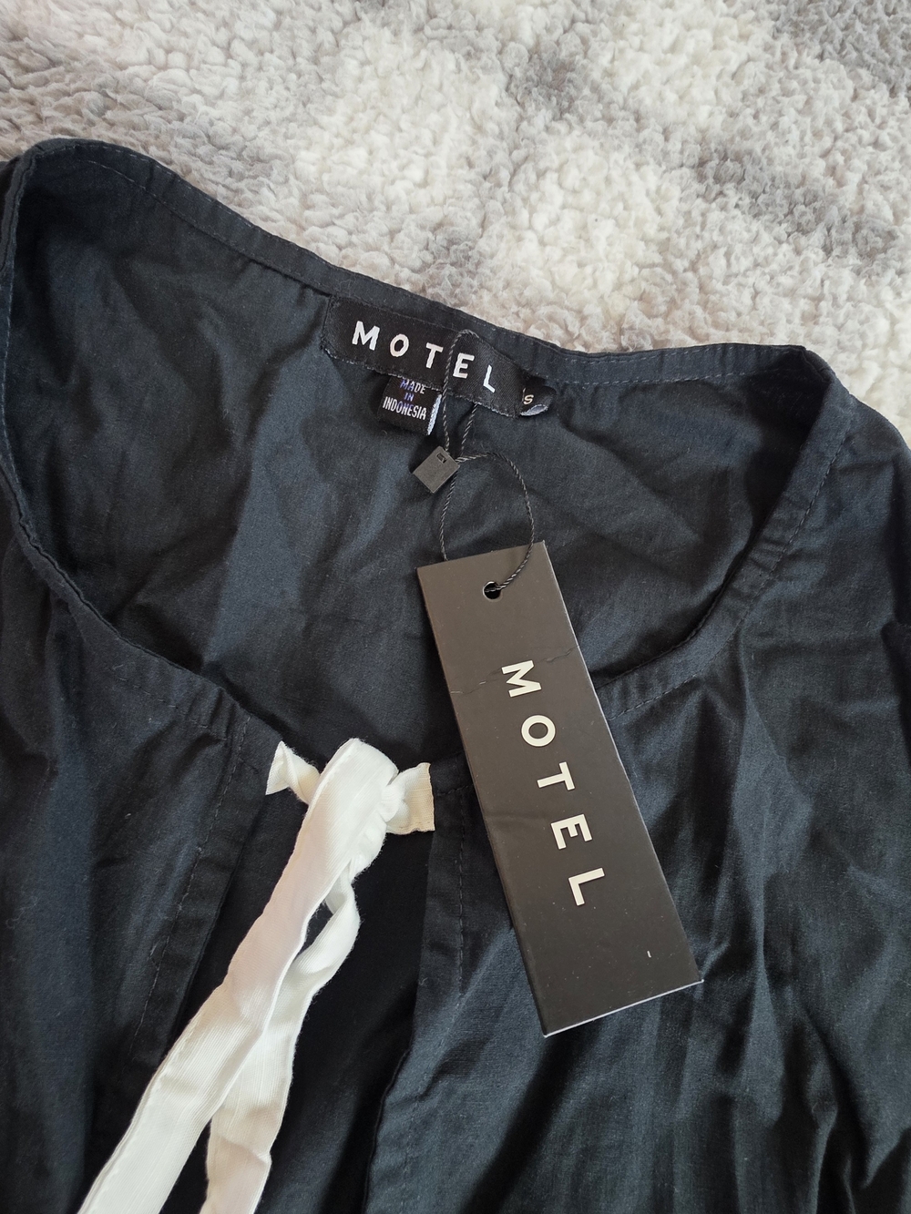 Motel Rocks Black Tank Top with White Tie